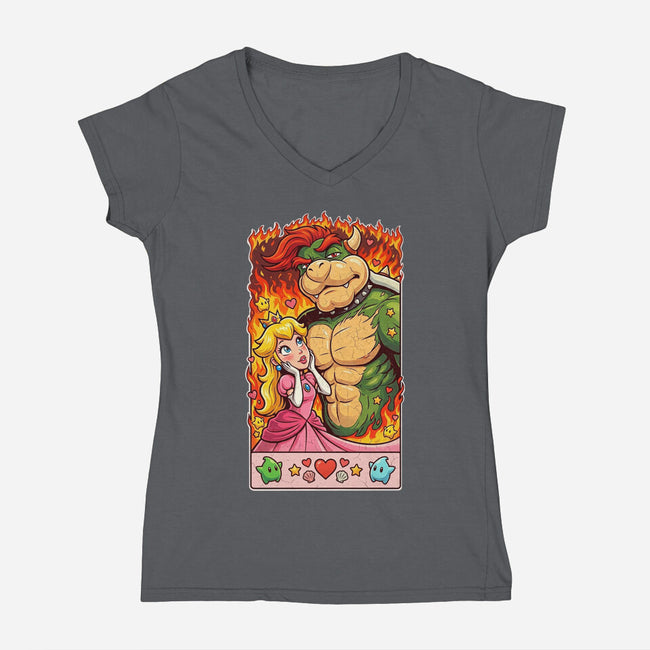 Sexy Bowser-Womens-V-Neck-Tee-Millersshoryotombo