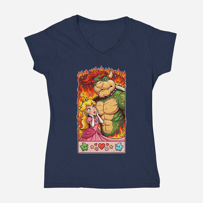 Sexy Bowser-Womens-V-Neck-Tee-Millersshoryotombo