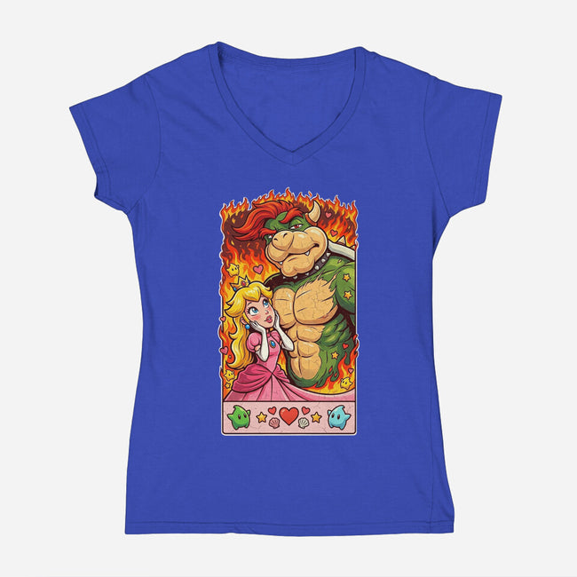 Sexy Bowser-Womens-V-Neck-Tee-Millersshoryotombo