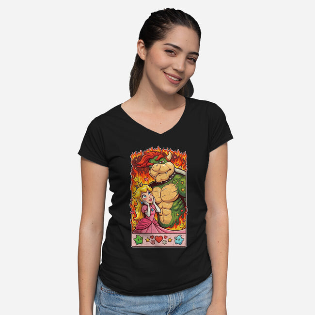 Sexy Bowser-Womens-V-Neck-Tee-Millersshoryotombo