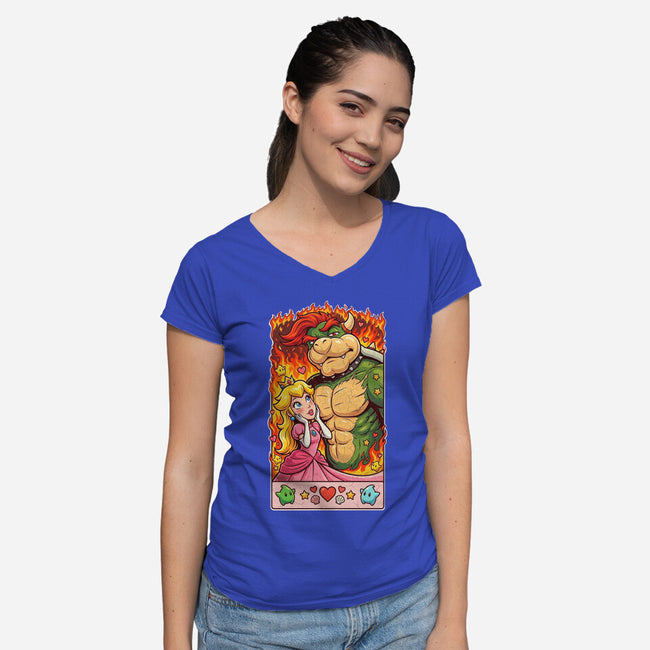 Sexy Bowser-Womens-V-Neck-Tee-Millersshoryotombo