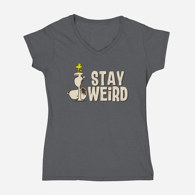 Snoopy Is Weird-Womens-V-Neck-Tee-turborat14