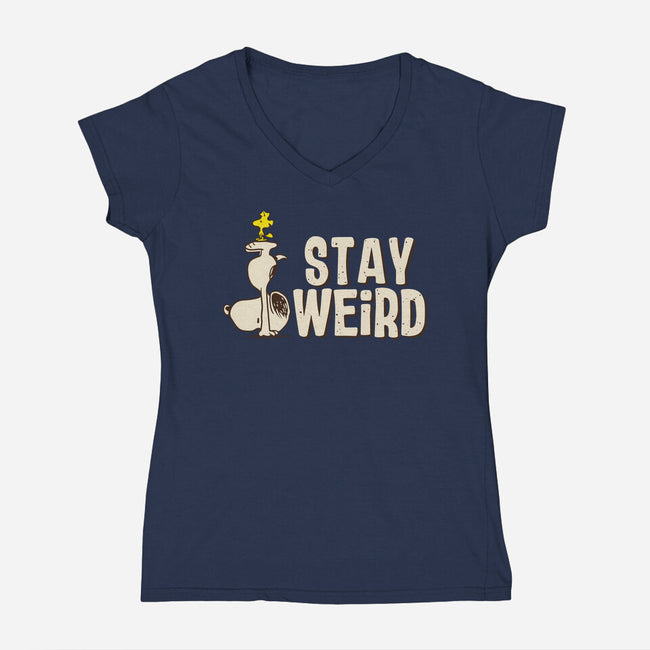 Snoopy Is Weird-Womens-V-Neck-Tee-turborat14