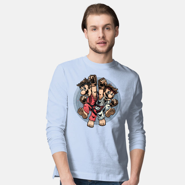 Mushroom Kingdom Martial Arts-Mens-Long Sleeved-Tee-glitchygorilla
