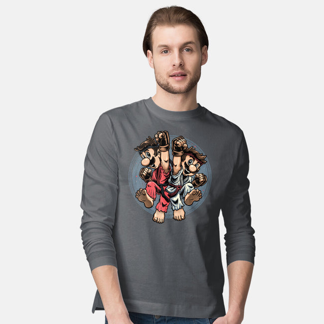 Mushroom Kingdom Martial Arts-Mens-Long Sleeved-Tee-glitchygorilla