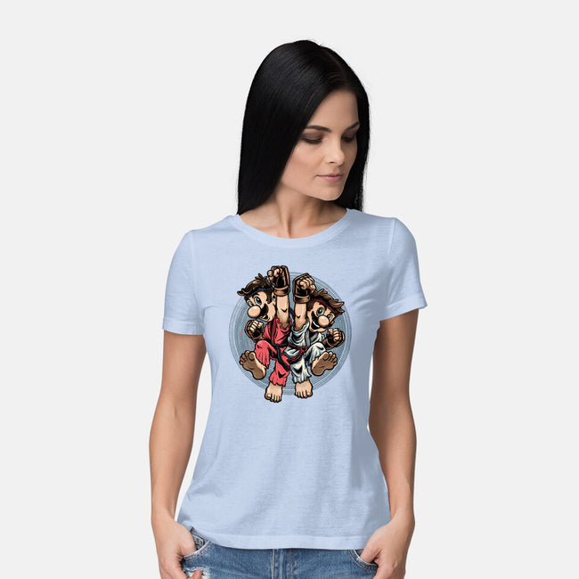Mushroom Kingdom Martial Arts-Womens-Basic-Tee-glitchygorilla
