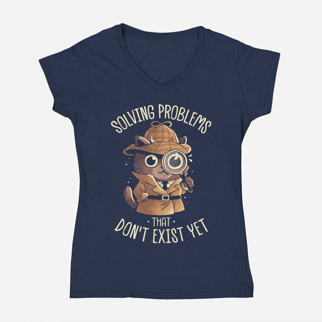 Solving Problems That Don't Exist Yet-Womens-V-Neck-Tee-eduely