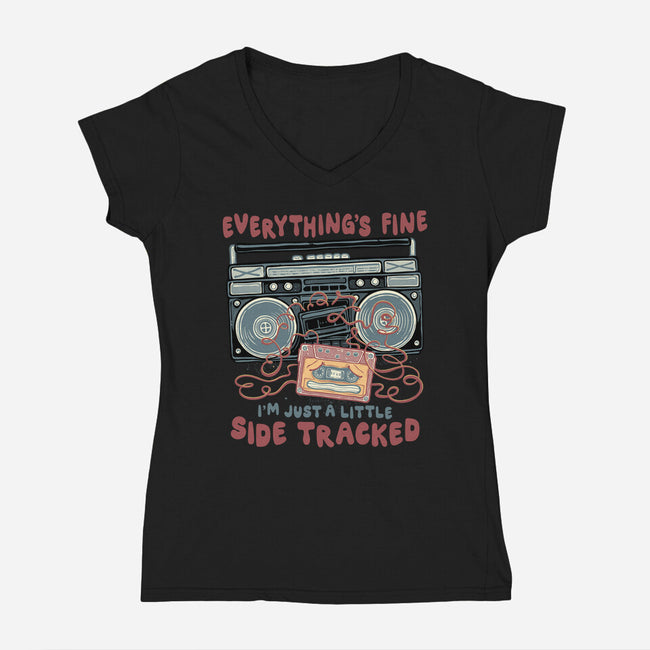 Just A Little Side Tracked-Womens-V-Neck-Tee-glitchygorilla