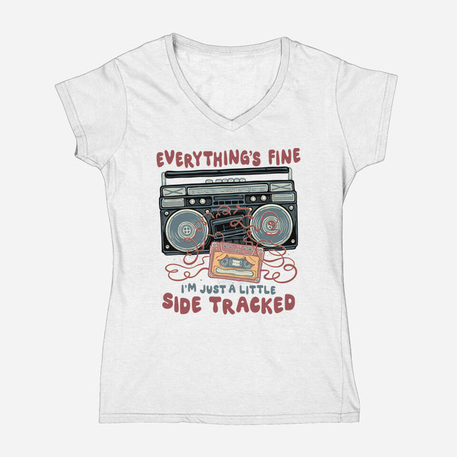 Just A Little Side Tracked-Womens-V-Neck-Tee-glitchygorilla