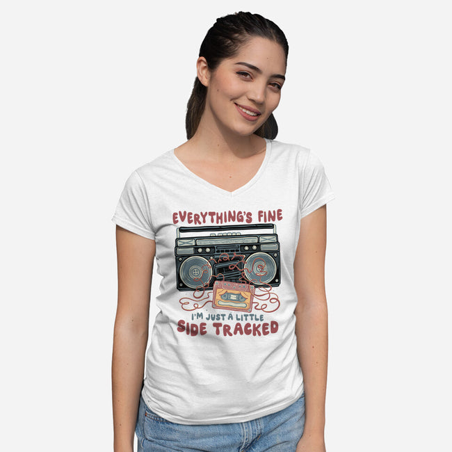 Just A Little Side Tracked-Womens-V-Neck-Tee-glitchygorilla