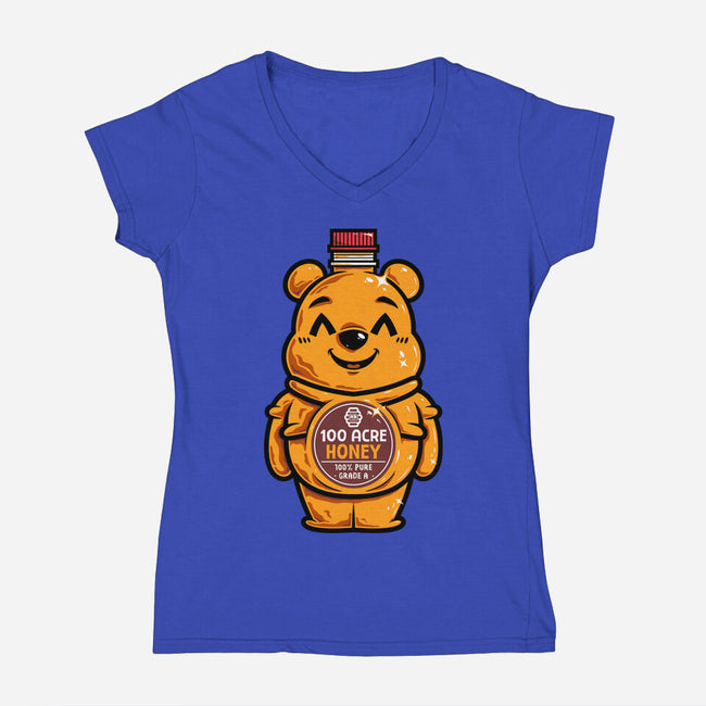Bear Honey Bottle-Womens-V-Neck-Tee-krisren28