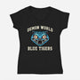 Demon World Blue Tigers-Womens-V-Neck-Tee-glitchygorilla