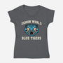 Demon World Blue Tigers-Womens-V-Neck-Tee-glitchygorilla