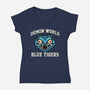 Demon World Blue Tigers-Womens-V-Neck-Tee-glitchygorilla