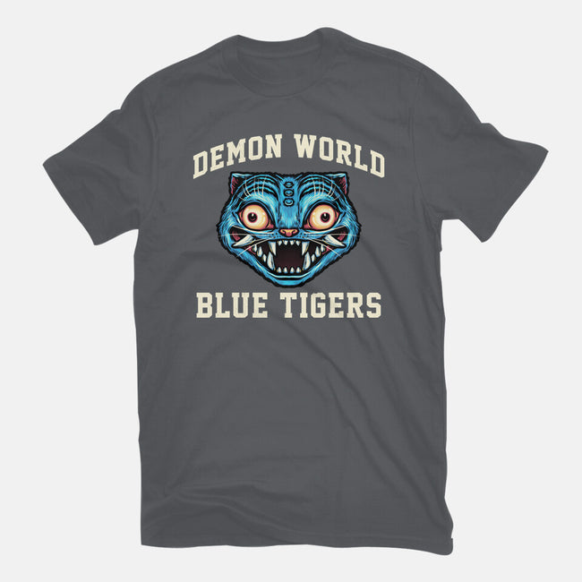 Demon World Blue Tigers-Mens-Basic-Tee-glitchygorilla