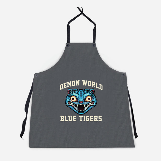 Demon World Blue Tigers-Unisex-Kitchen-Apron-glitchygorilla