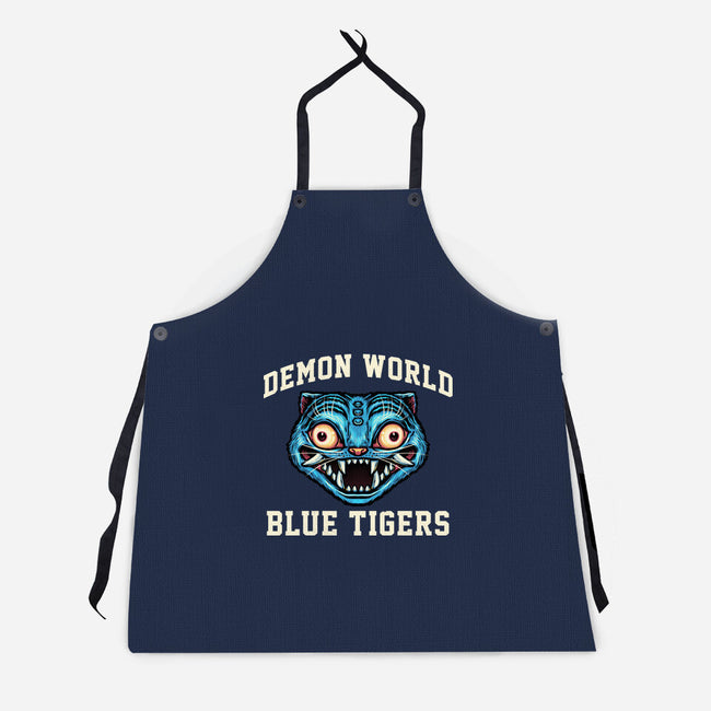 Demon World Blue Tigers-Unisex-Kitchen-Apron-glitchygorilla
