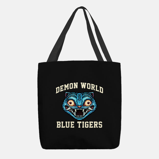 Demon World Blue Tigers-None-Basic Tote-Bag-glitchygorilla