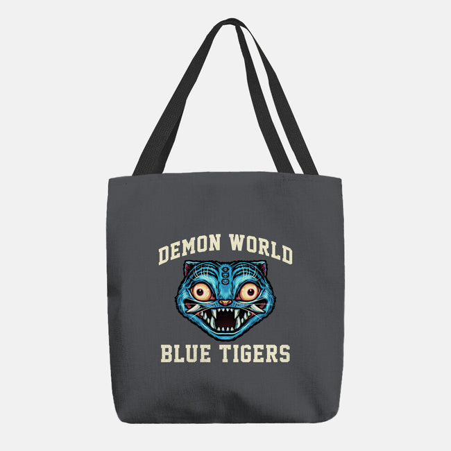 Demon World Blue Tigers-None-Basic Tote-Bag-glitchygorilla