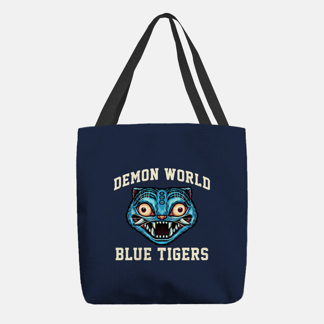 Demon World Blue Tigers-None-Basic Tote-Bag-glitchygorilla