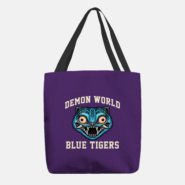 Demon World Blue Tigers-None-Basic Tote-Bag-glitchygorilla