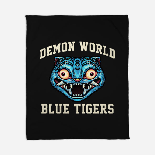 Demon World Blue Tigers-None-Fleece-Blanket-glitchygorilla