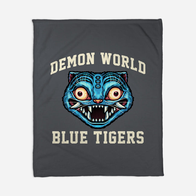Demon World Blue Tigers-None-Fleece-Blanket-glitchygorilla