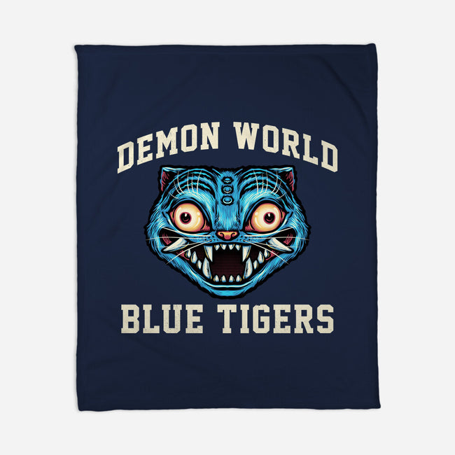 Demon World Blue Tigers-None-Fleece-Blanket-glitchygorilla
