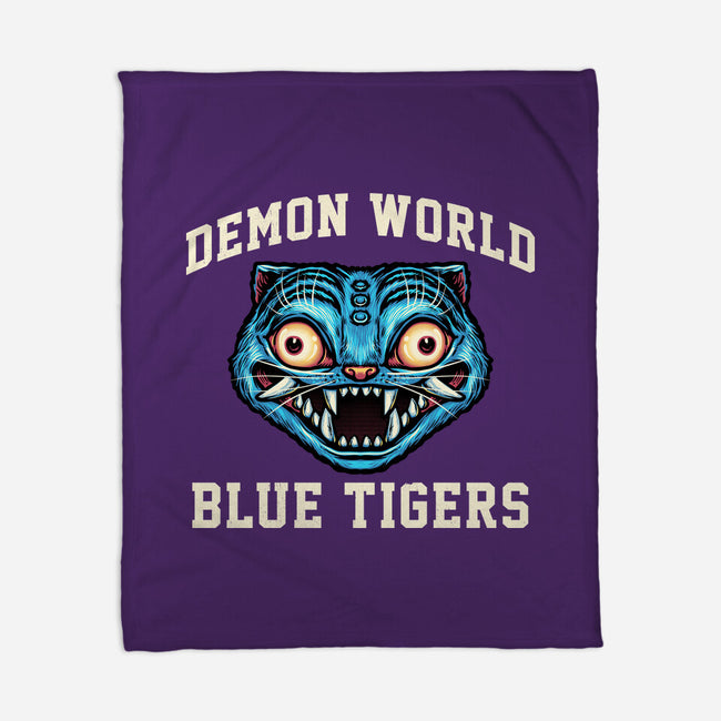 Demon World Blue Tigers-None-Fleece-Blanket-glitchygorilla