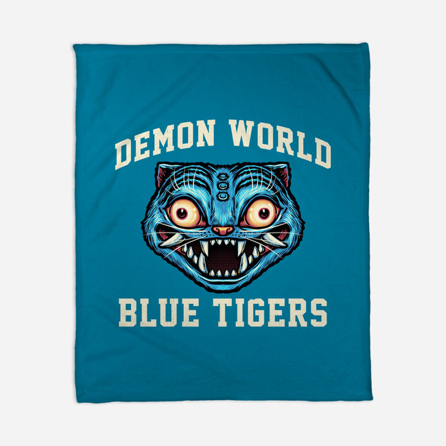 Demon World Blue Tigers-None-Fleece-Blanket-glitchygorilla