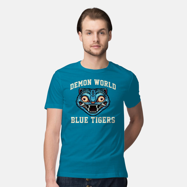 Demon World Blue Tigers-Mens-Premium-Tee-glitchygorilla