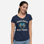 Demon World Blue Tigers-Womens-V-Neck-Tee-glitchygorilla