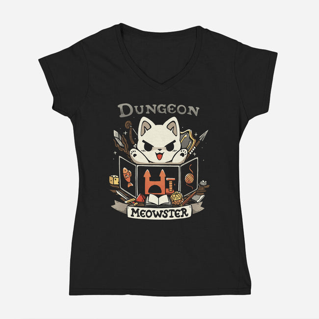 Great Dungeon Meowster-Womens-V-Neck-Tee-Vallina84