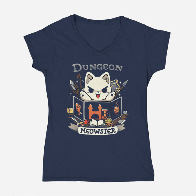Great Dungeon Meowster-Womens-V-Neck-Tee-Vallina84