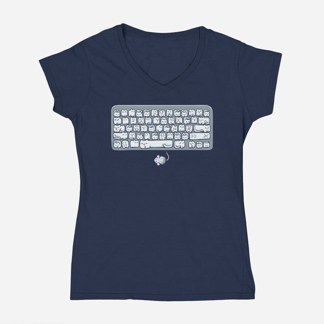 Kittens Board-Womens-V-Neck-Tee-Vallina84