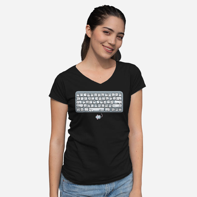 Kittens Board-Womens-V-Neck-Tee-Vallina84