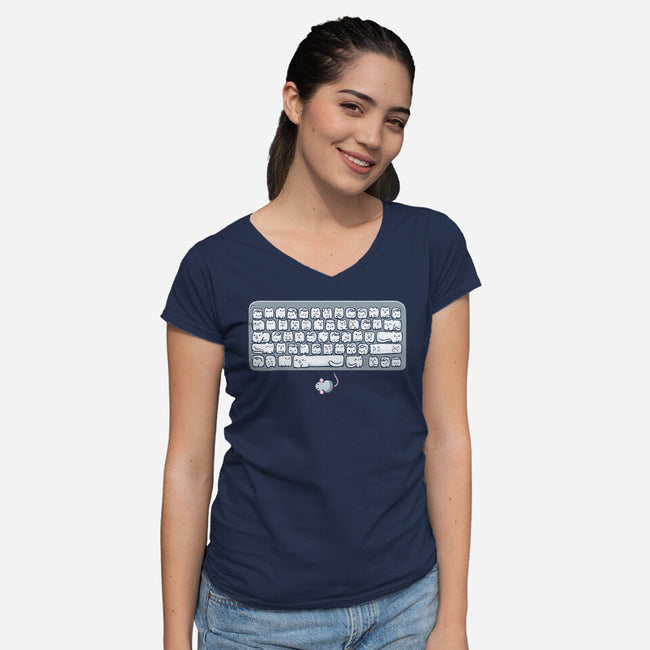 Kittens Board-Womens-V-Neck-Tee-Vallina84