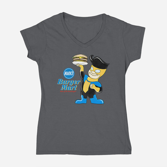 Mark's Burger Mart-Womens-V-Neck-Tee-kentcribbs
