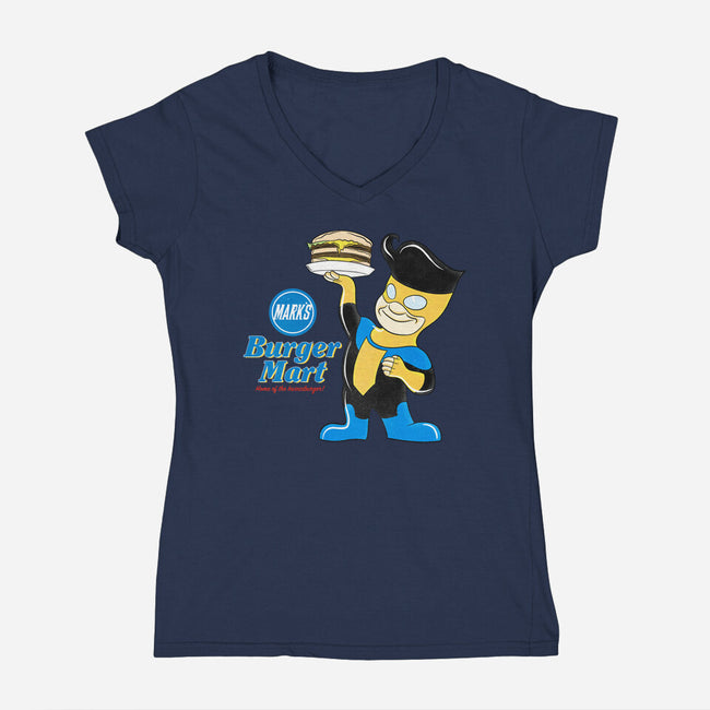 Mark's Burger Mart-Womens-V-Neck-Tee-kentcribbs