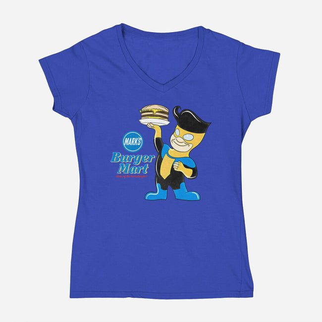 Mark's Burger Mart-Womens-V-Neck-Tee-kentcribbs