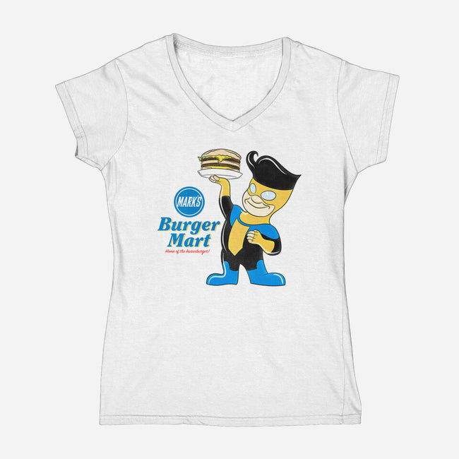 Mark's Burger Mart-Womens-V-Neck-Tee-kentcribbs