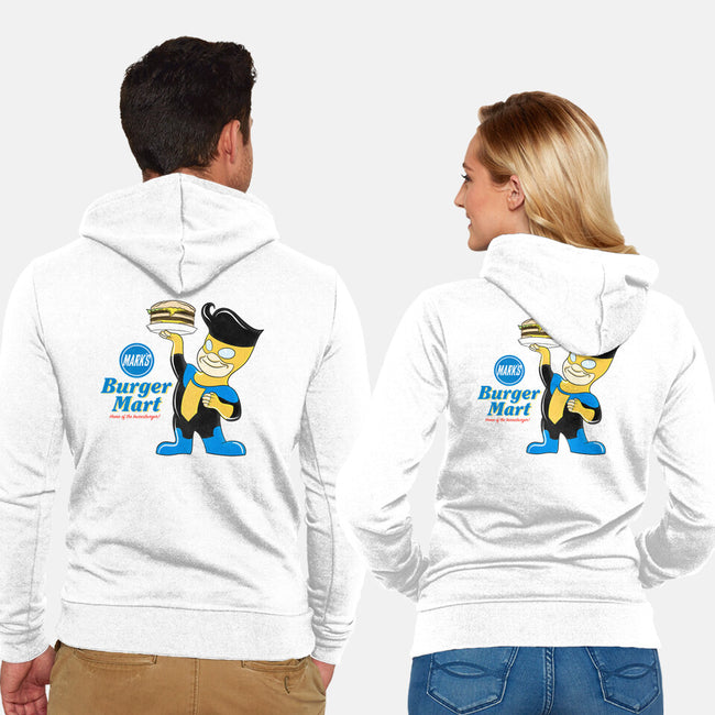 Mark's Burger Mart-Unisex-Zip-Up-Sweatshirt-kentcribbs