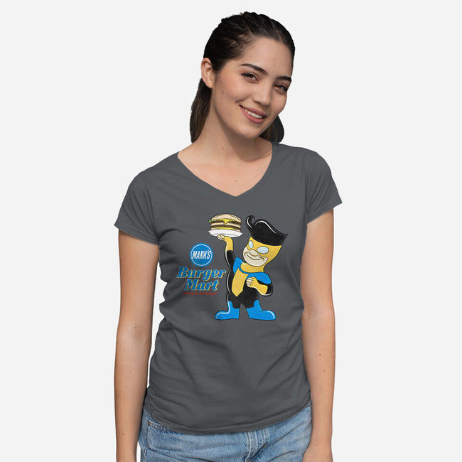 Mark's Burger Mart-Womens-V-Neck-Tee-kentcribbs