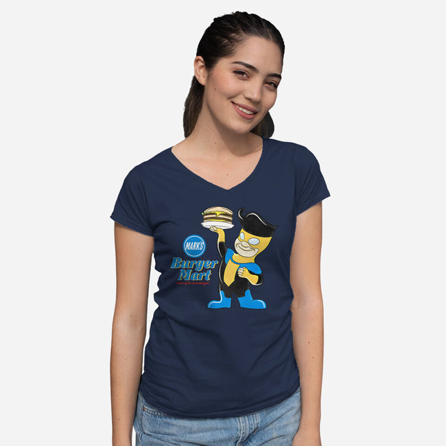 Mark's Burger Mart-Womens-V-Neck-Tee-kentcribbs
