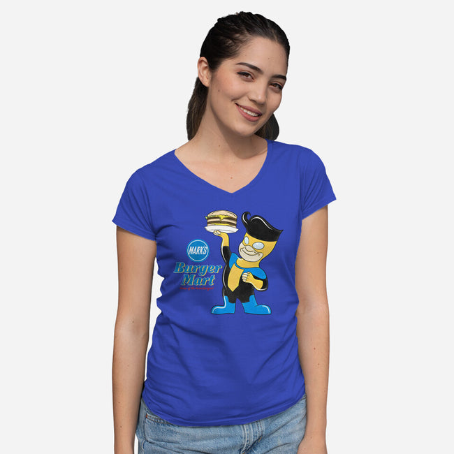 Mark's Burger Mart-Womens-V-Neck-Tee-kentcribbs
