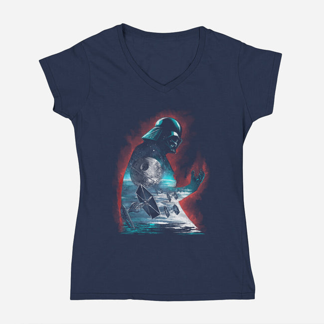 The Dark Sithlhouette-Womens-V-Neck-Tee-zascanauta
