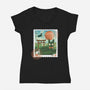 Delivery Express Mail Stamp-Womens-V-Neck-Tee-dandingeroz
