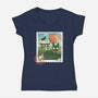 Delivery Express Mail Stamp-Womens-V-Neck-Tee-dandingeroz