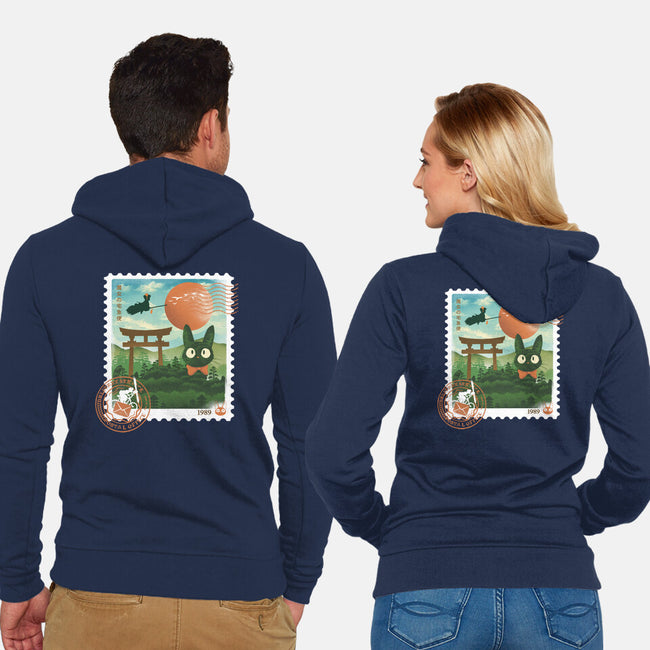 Delivery Express Mail Stamp-Unisex-Zip-Up-Sweatshirt-dandingeroz