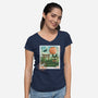 Delivery Express Mail Stamp-Womens-V-Neck-Tee-dandingeroz